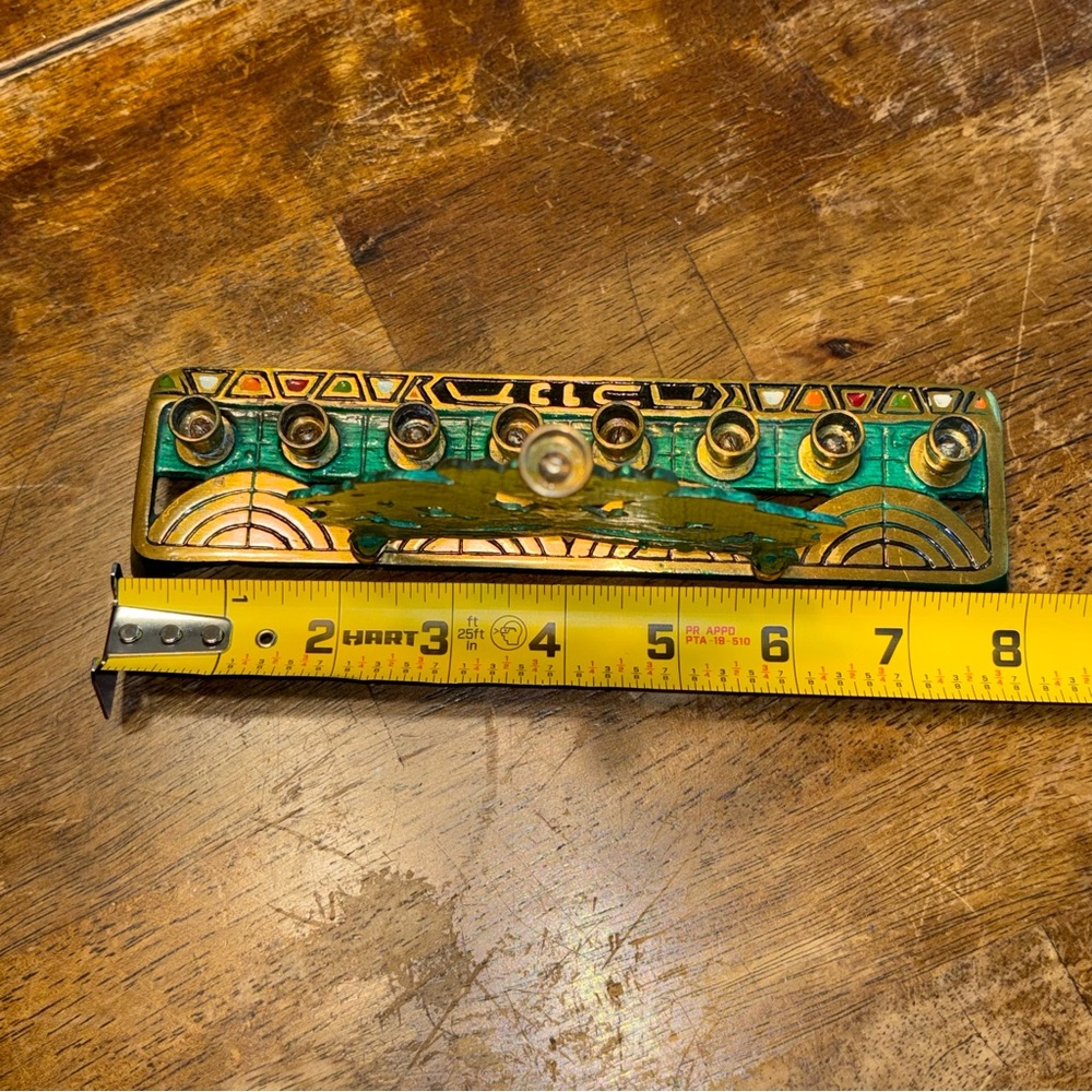 Vintage Hanukkah Menorah Lions Brass Metal Judaica Candle Holder Made in Israel - Picture 10 of 12